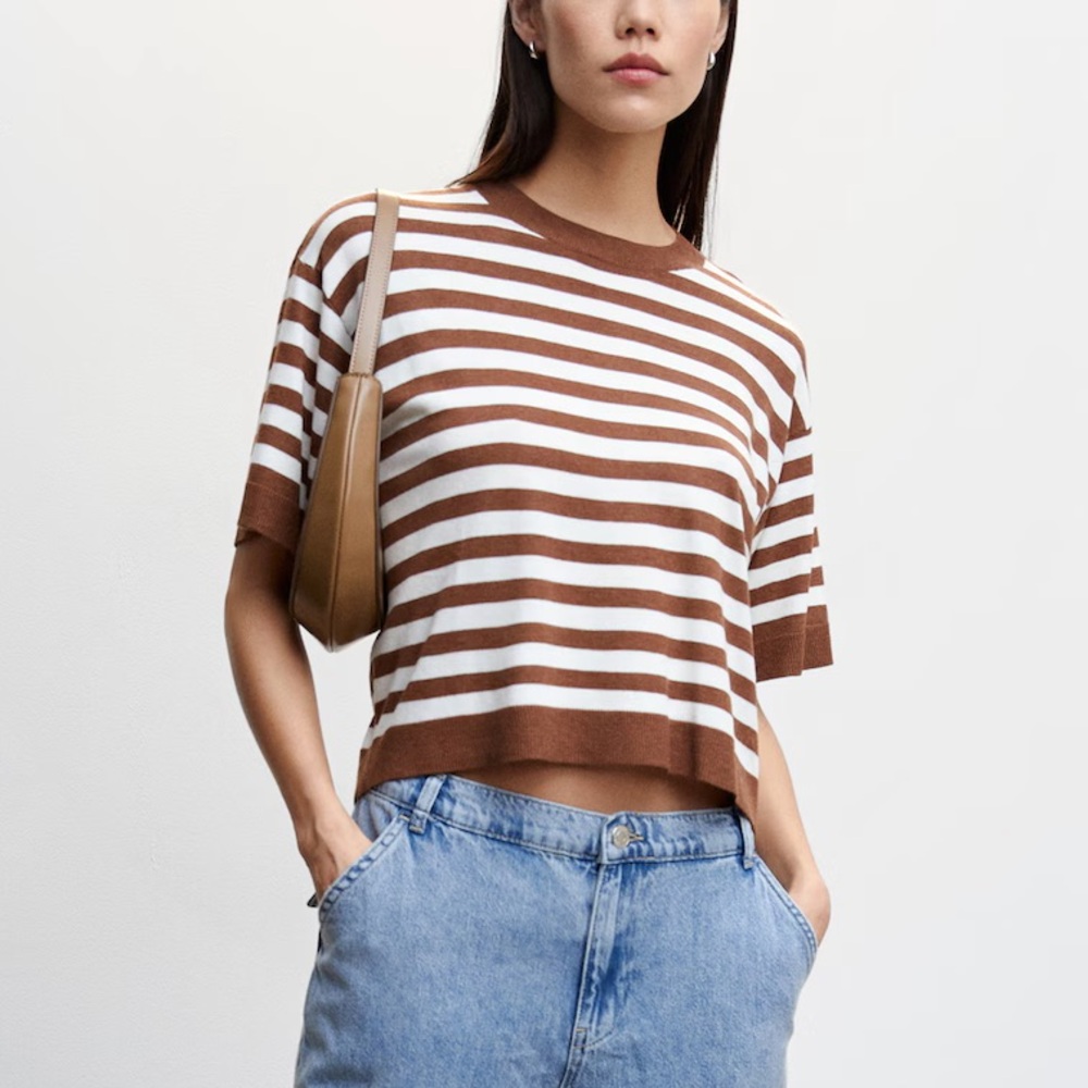Mango | Striped Short-Sleeve Sweater